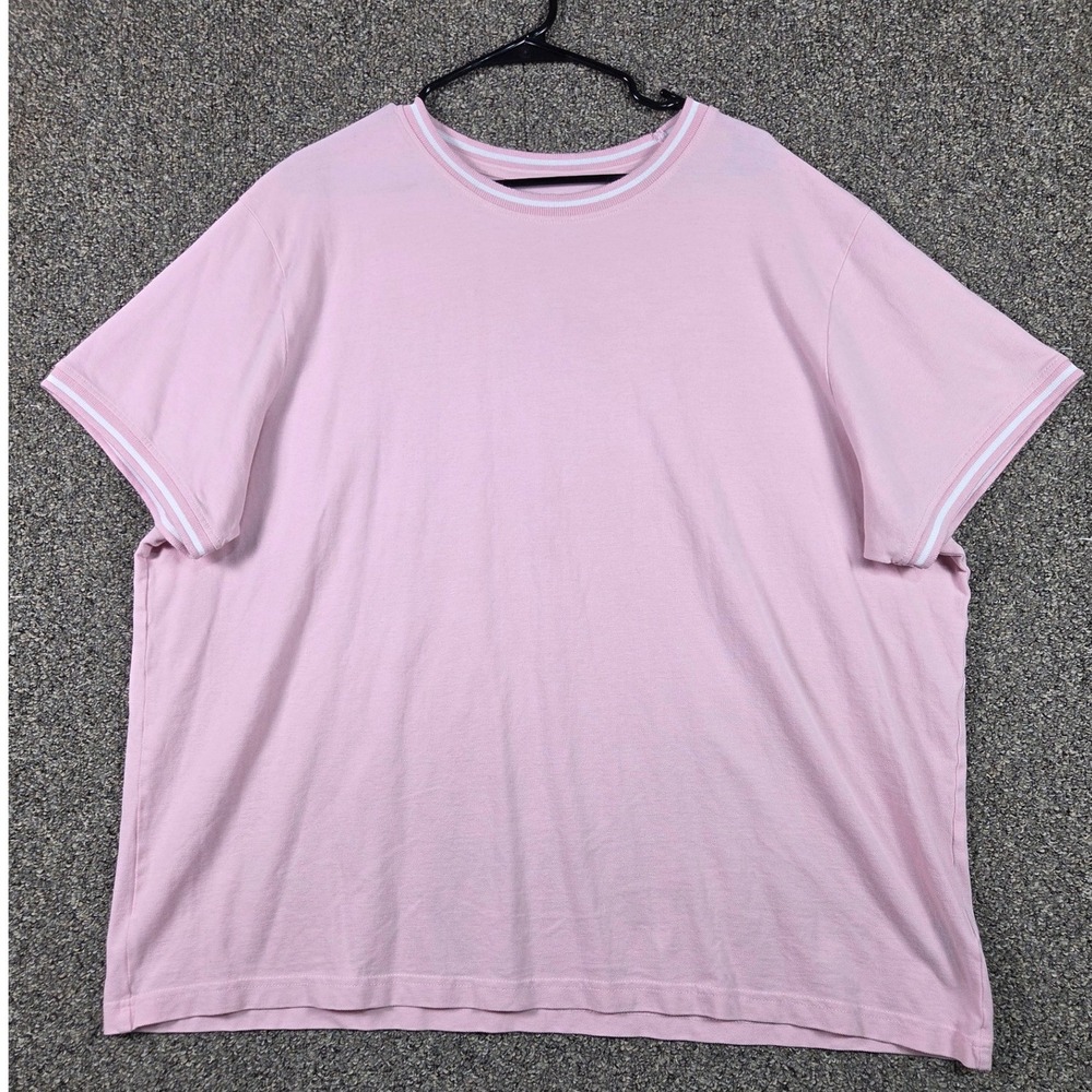 NovaMen T-Shirt Women XXXL Pink Short Sleeve Striped Trim Cotton ZDF01K410002